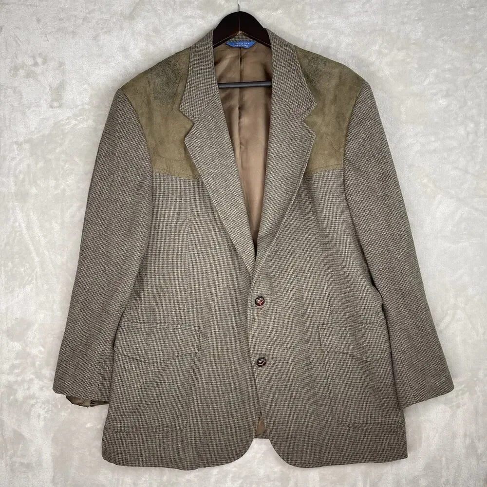 Vintage 90s Pendleton Wool Tweed Sport Coat Blazer Size 46 Long Dark Academia
